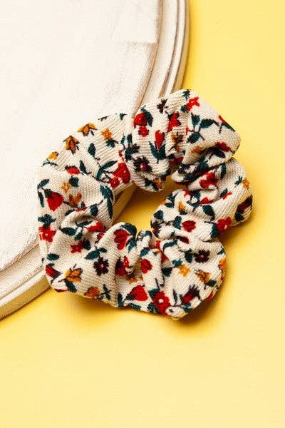 SOFTEST PATTERN FLOWER DESIGN SCRUNCHES