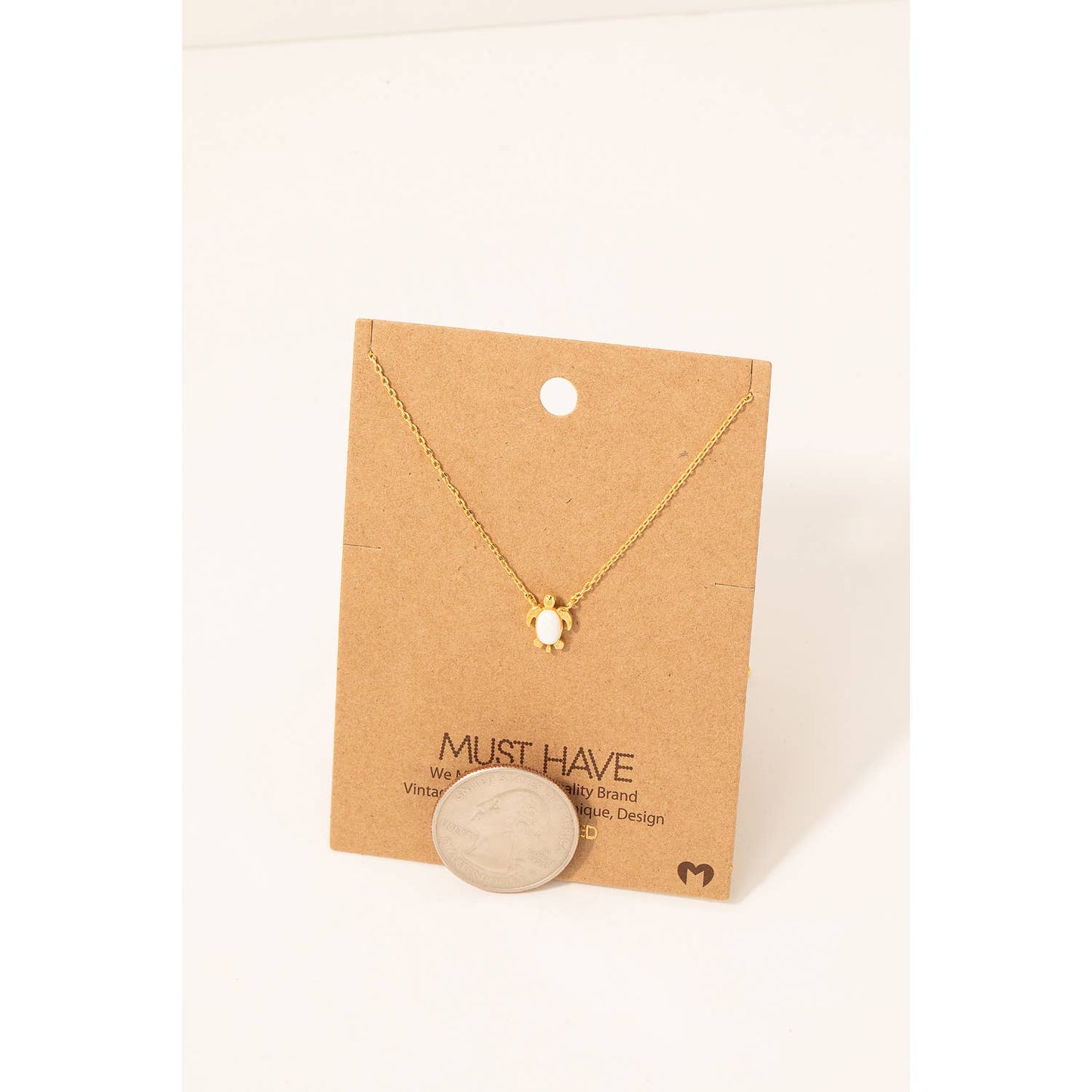 Small Pearl Turtle Pendant Necklace: S