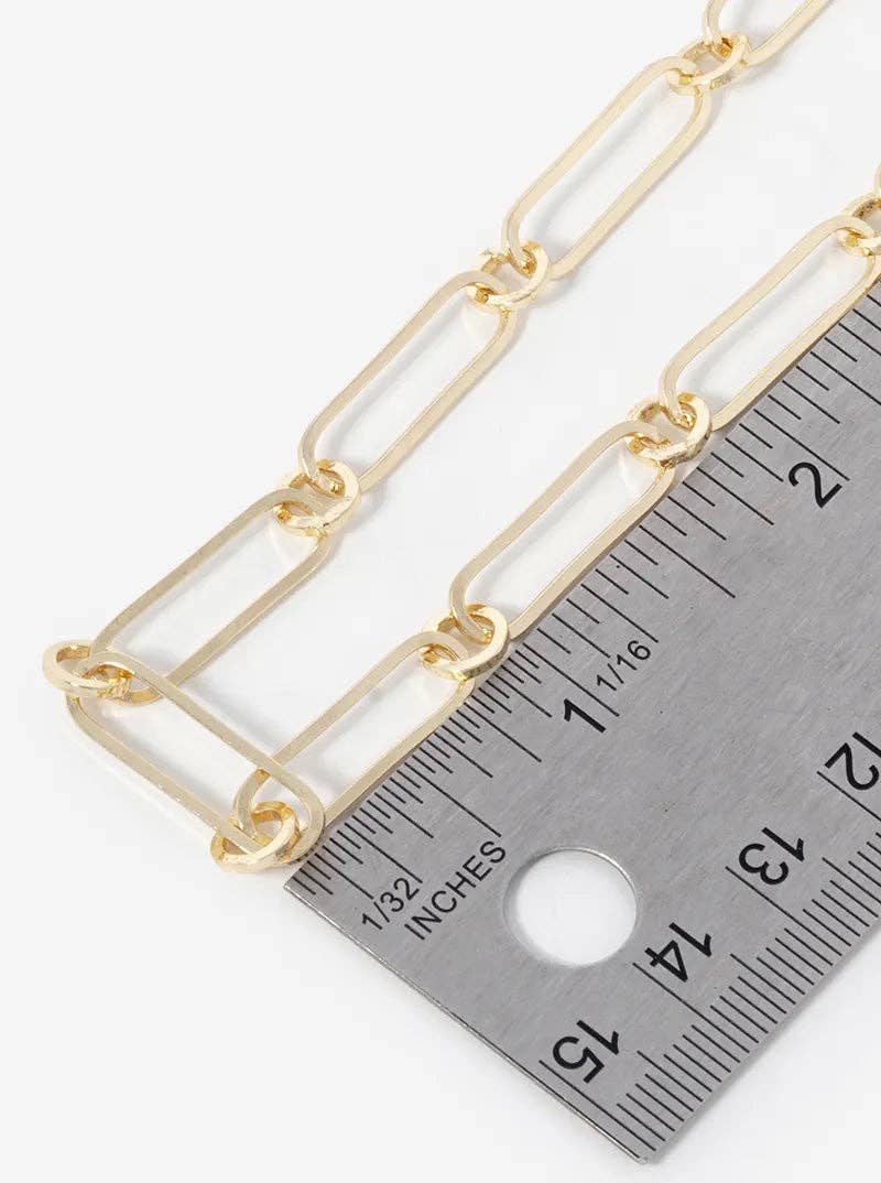 18K Gold Dipped 20Mm Flat Link Chain Necklace