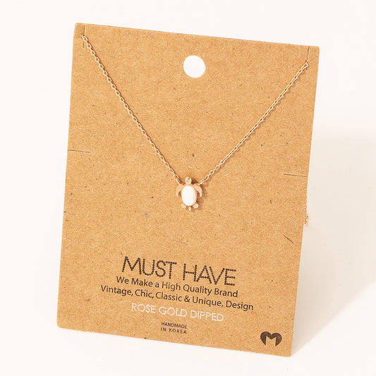 Small Pearl Turtle Pendant Necklace: R