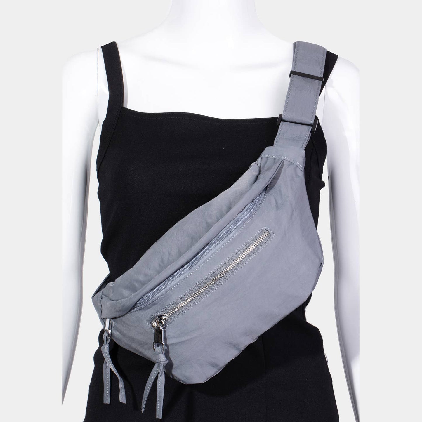Multi Pocket Nylon Fanny Pack: BL