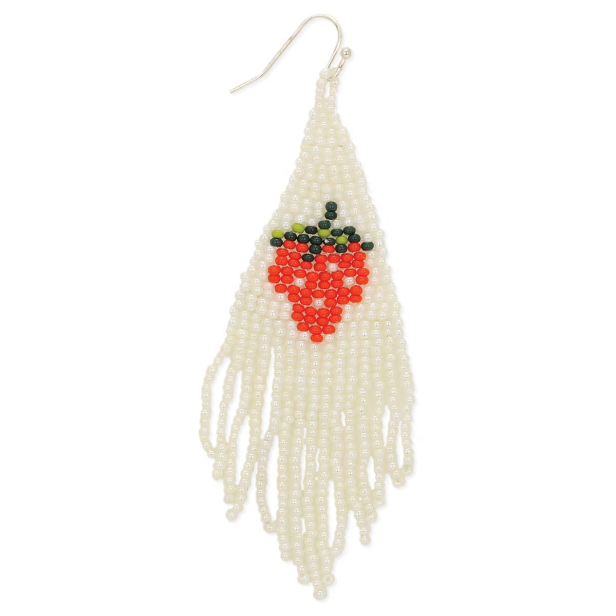 Sweet Strawberry White Fringe Earrings