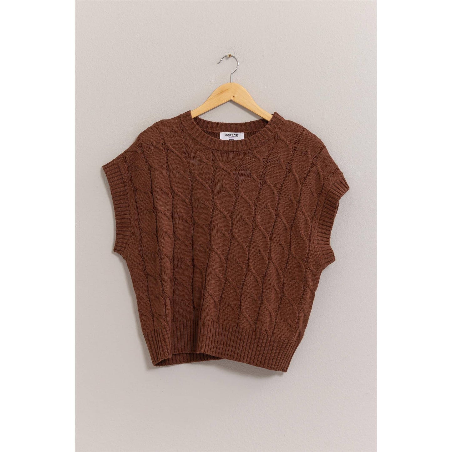 OVERSIZED CABLE KNIT SWEATER VEST: CREAM / S