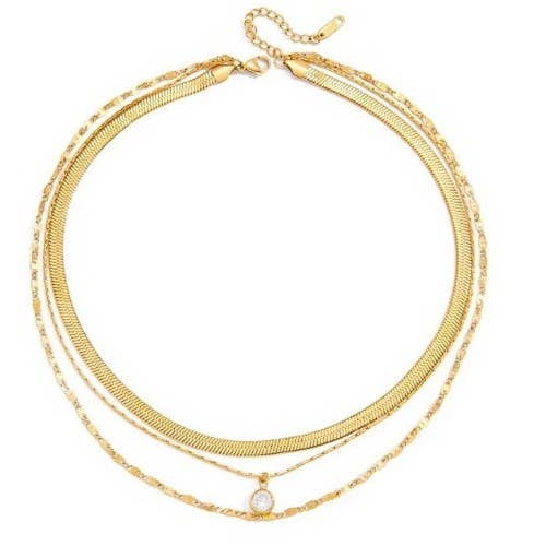 18K STAINLESS STEEL TARNISH FREE LAYERED NECKLACE