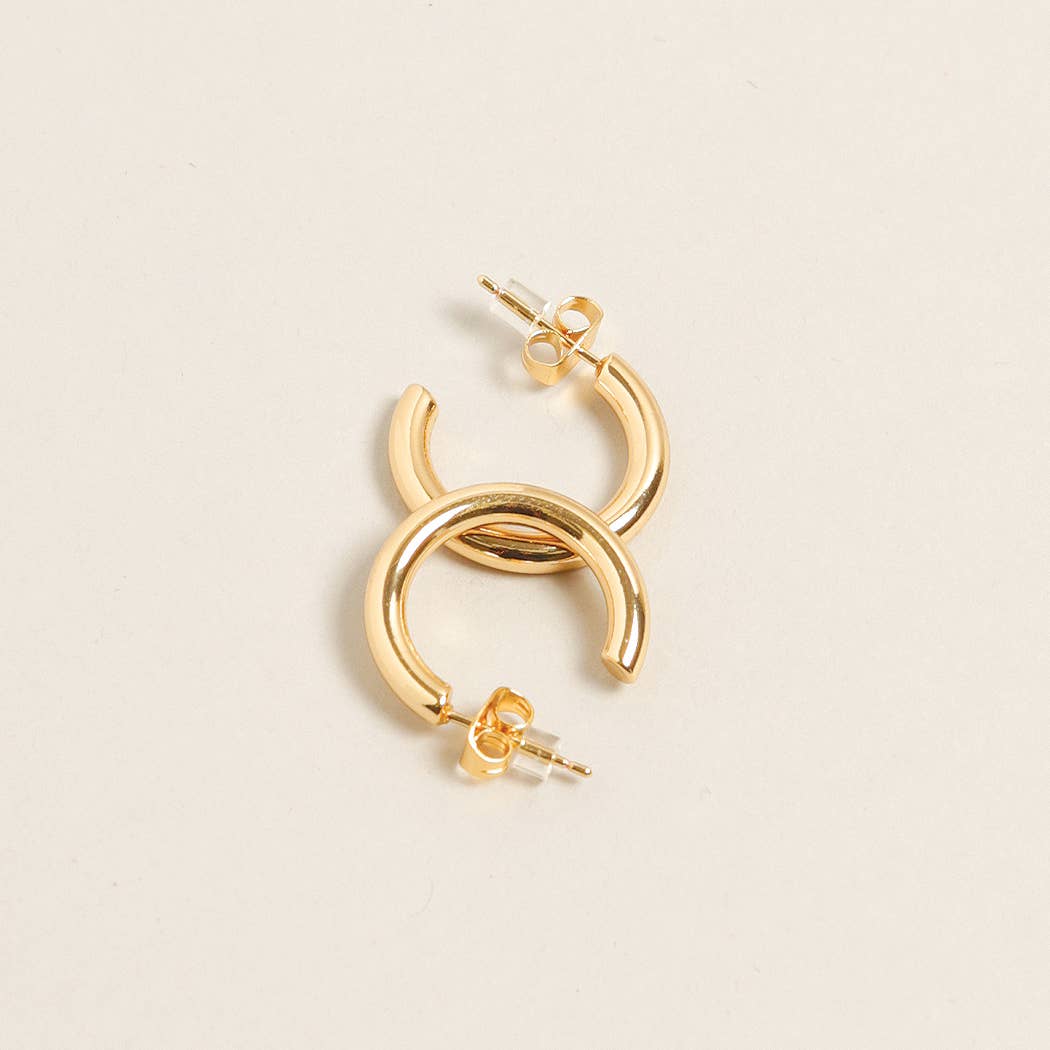 14K Gold Dipped Post Hoop Earrings