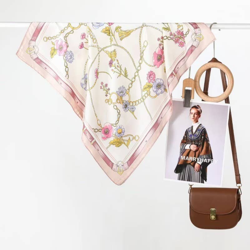 Vintage Floral Print Bandana Scarf