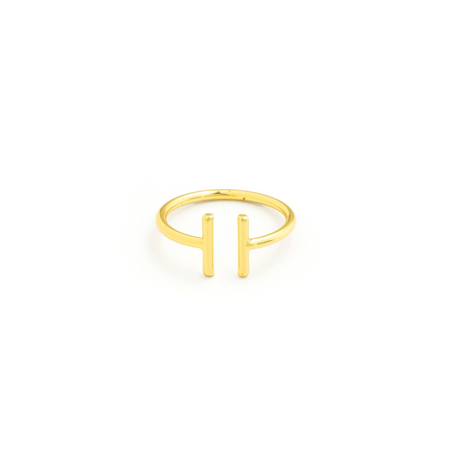 Simple Double Bar Adjustable Ring: Gold