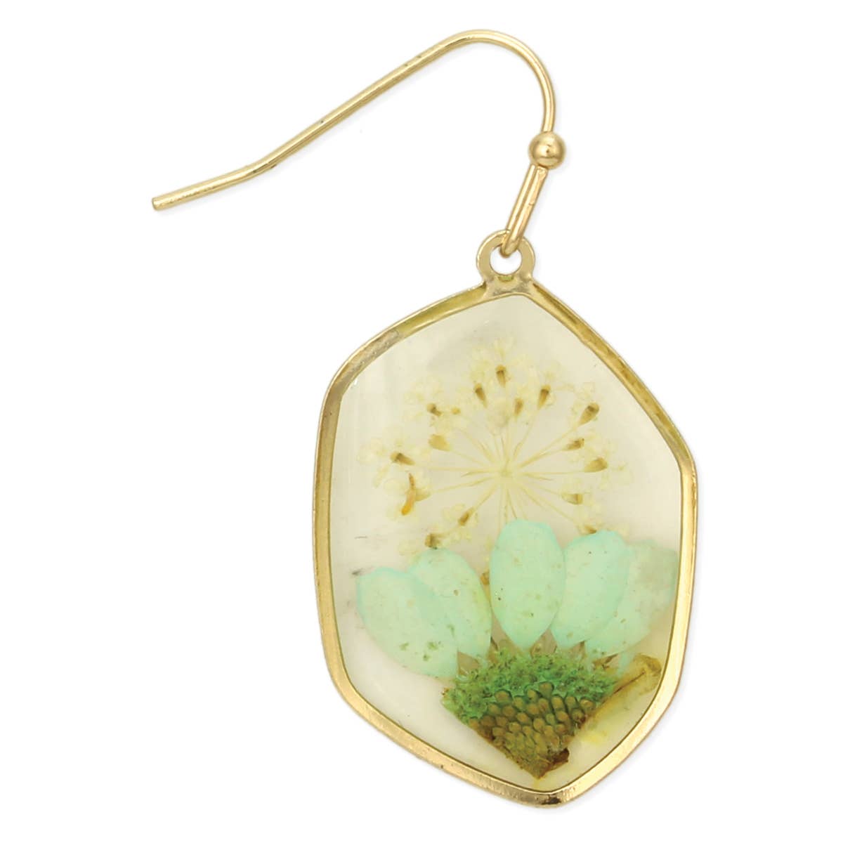 Cottage Floral Green Dried Flower Earrings