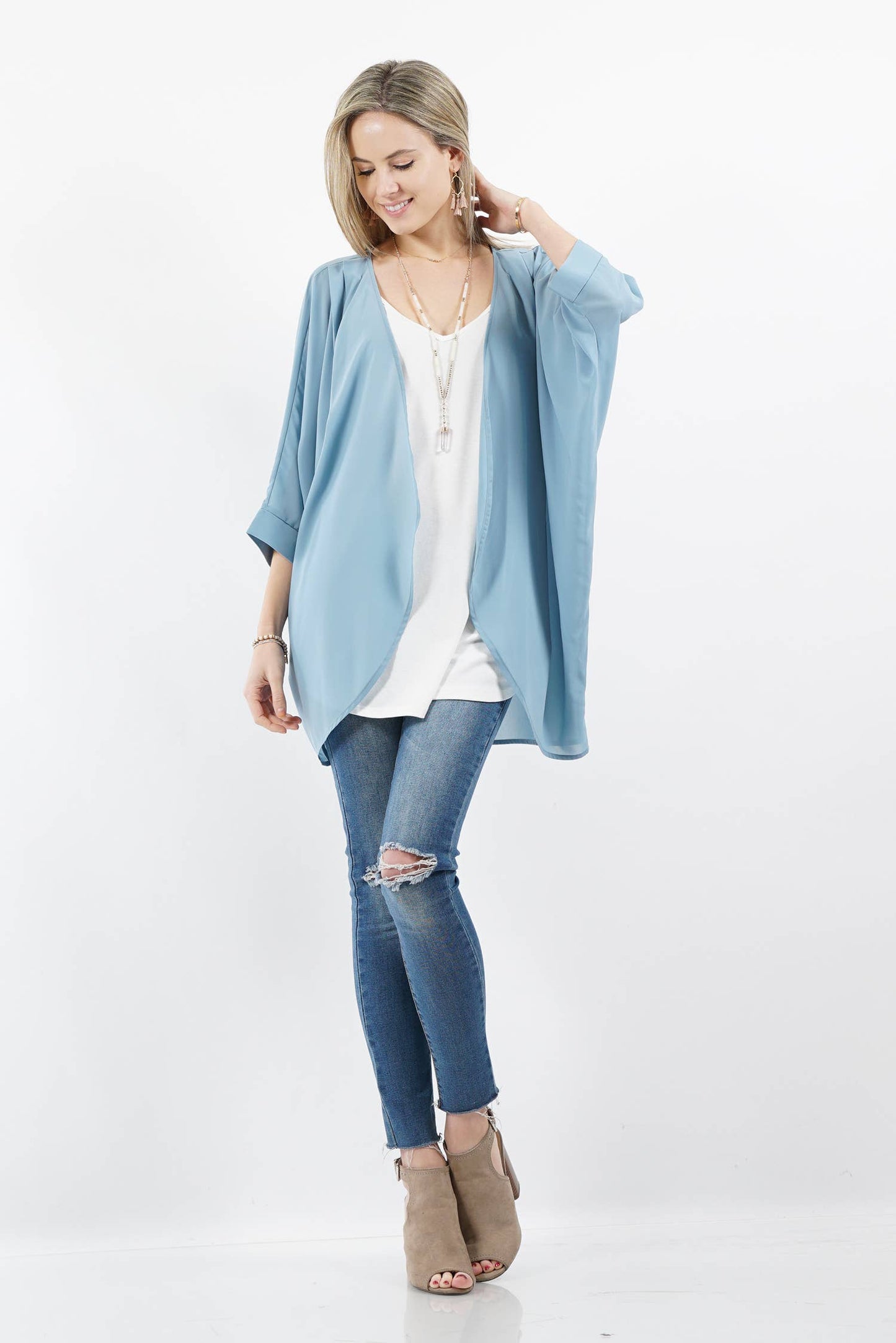 Chiffon Cardigan: L / DUSTYBLUSH-93182