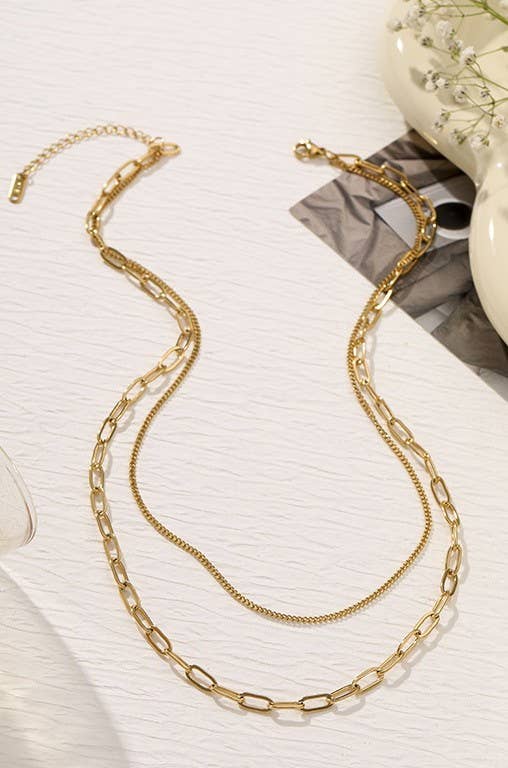 NON-TARNISH LAYERED CHAIN NECKLACE