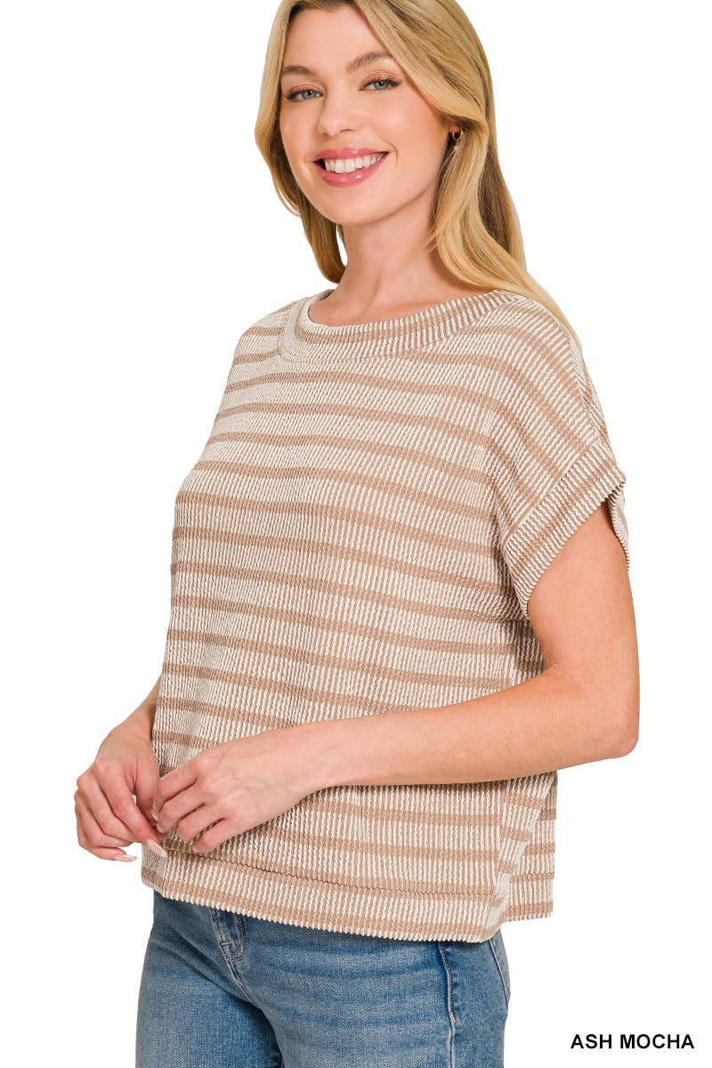 Raised Rib Striped Top