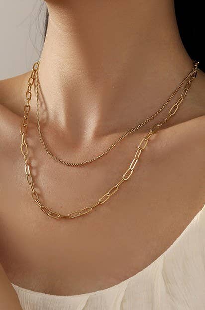 NON-TARNISH LAYERED CHAIN NECKLACE