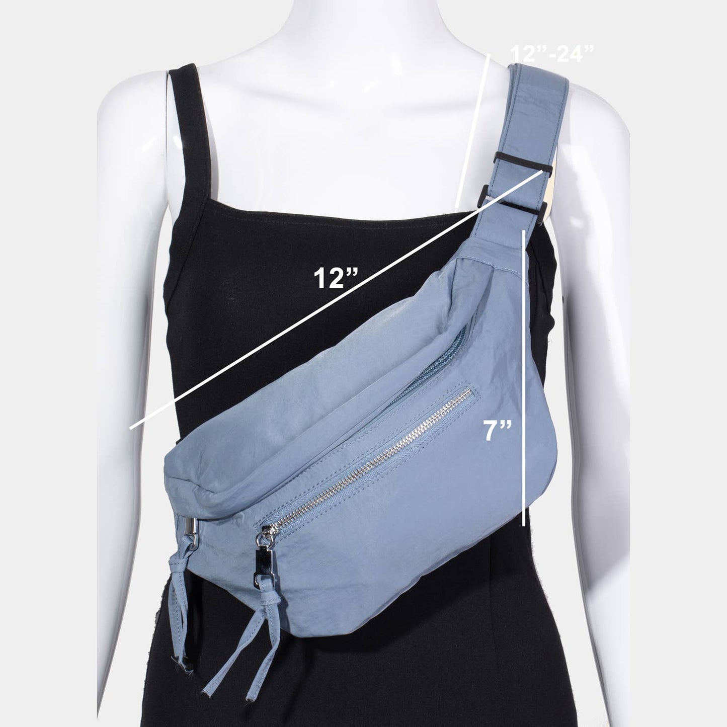 Multi Pocket Nylon Fanny Pack: BK