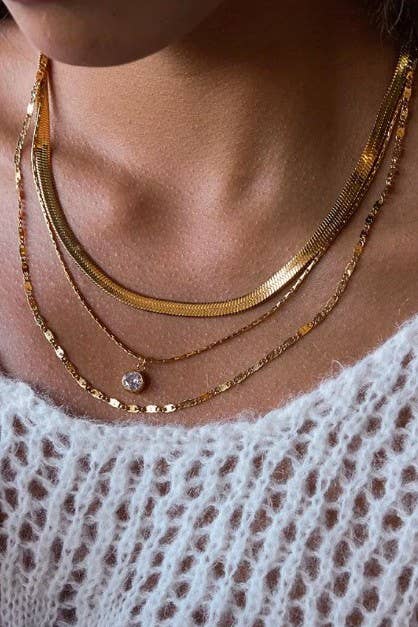 18K STAINLESS STEEL TARNISH FREE LAYERED NECKLACE