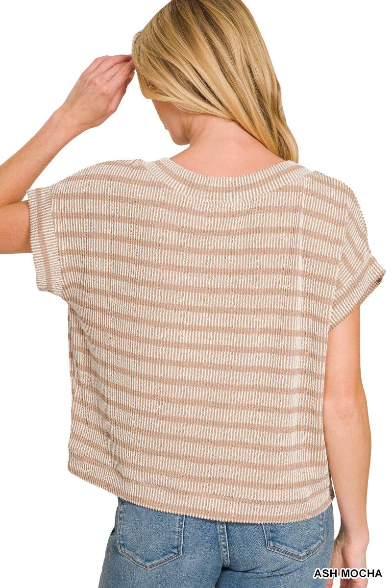 Raised Rib Striped Top