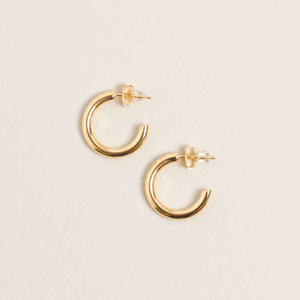 14K Gold Dipped Post Hoop Earrings