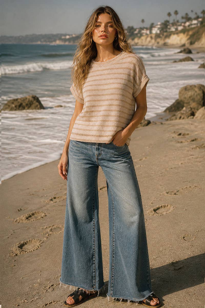 Raised Rib Striped Top