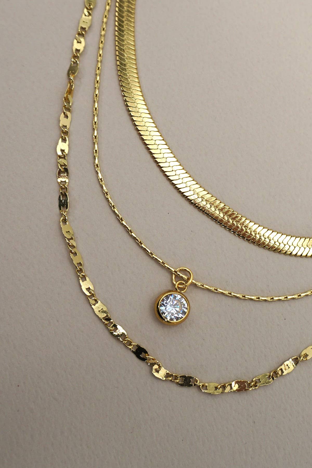 18K STAINLESS STEEL TARNISH FREE LAYERED NECKLACE