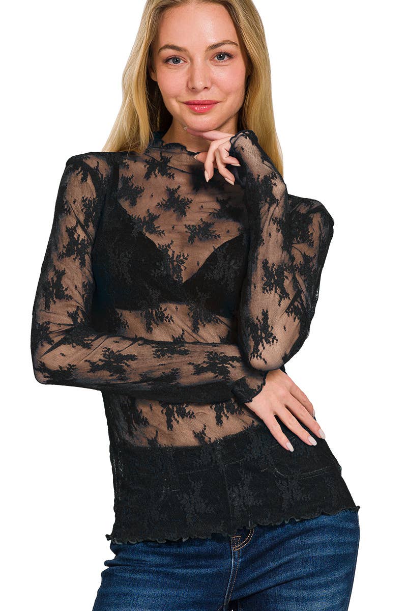 `.Lace See Through Layering Top As shown