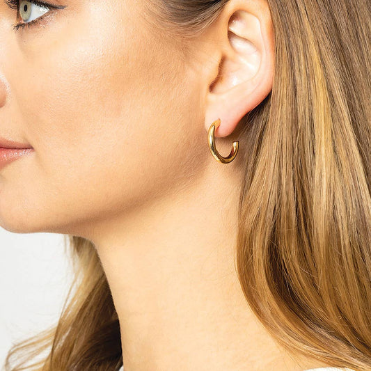 14K Gold Dipped Post Hoop Earrings
