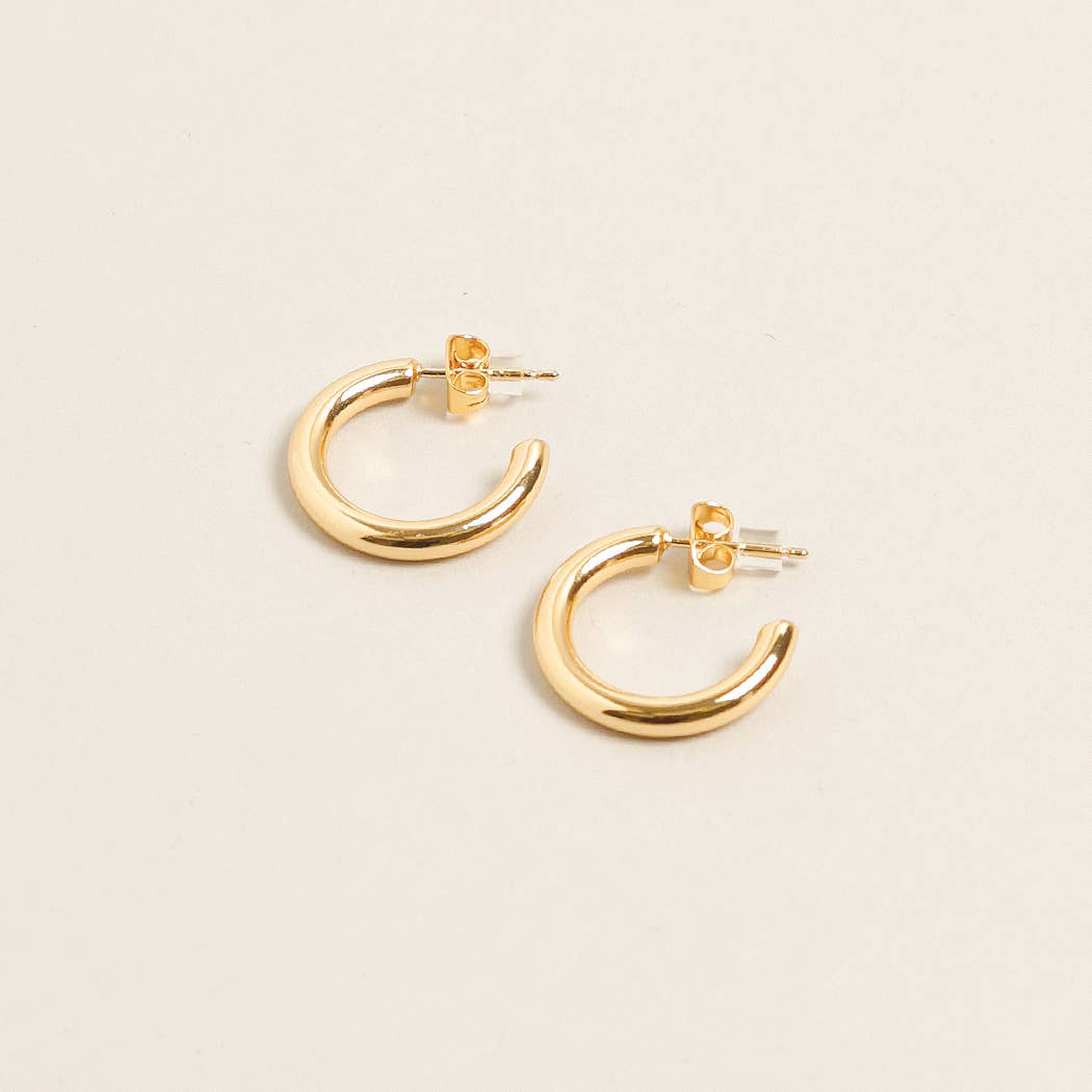 14K Gold Dipped Post Hoop Earrings