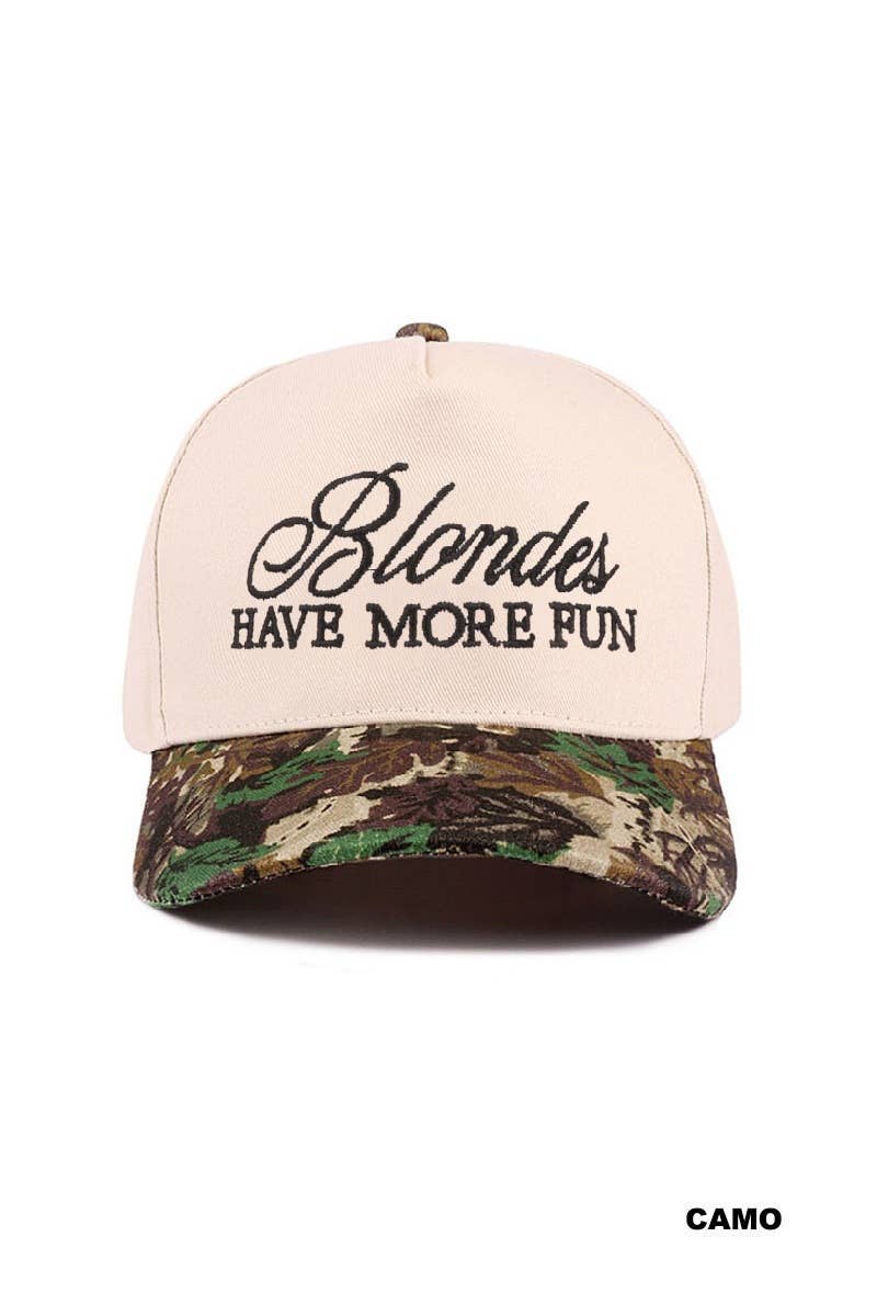 Blondes Have More Fun Two Tone Canvas Cotton Cap