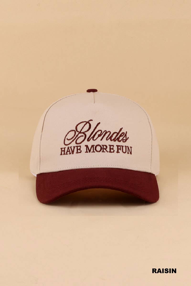 Blondes Have More Fun Two Tone Canvas Cotton Cap