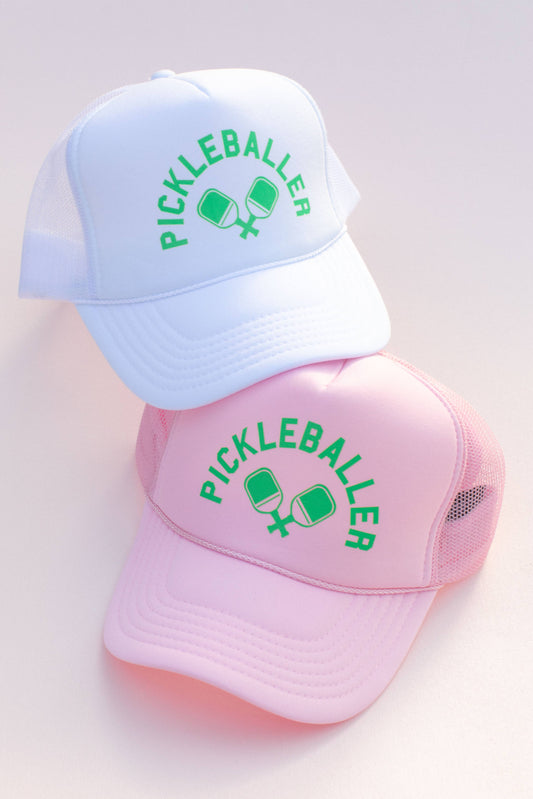 Pickleball Pickleballer Mesh Trucker Hat Cap: White