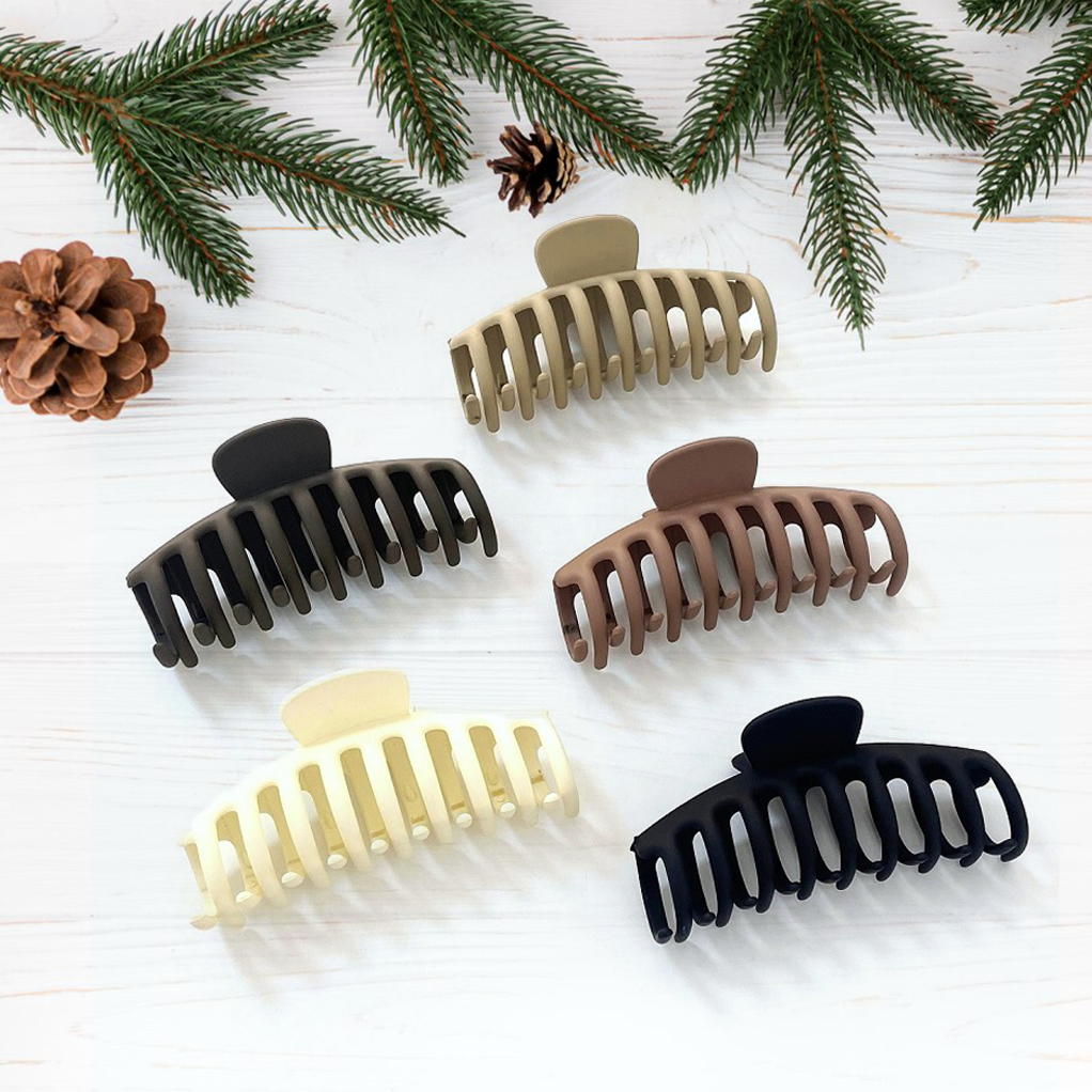 ,.._ SI-25753 LARGE MATTE FINISH FASHION HAIR CLAW CLIPS: IVORY-164119 / OS