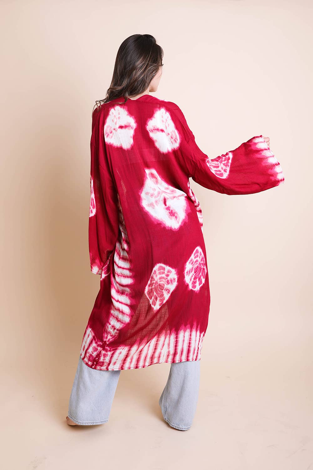 Tie-Dye Longline Kimono: Black