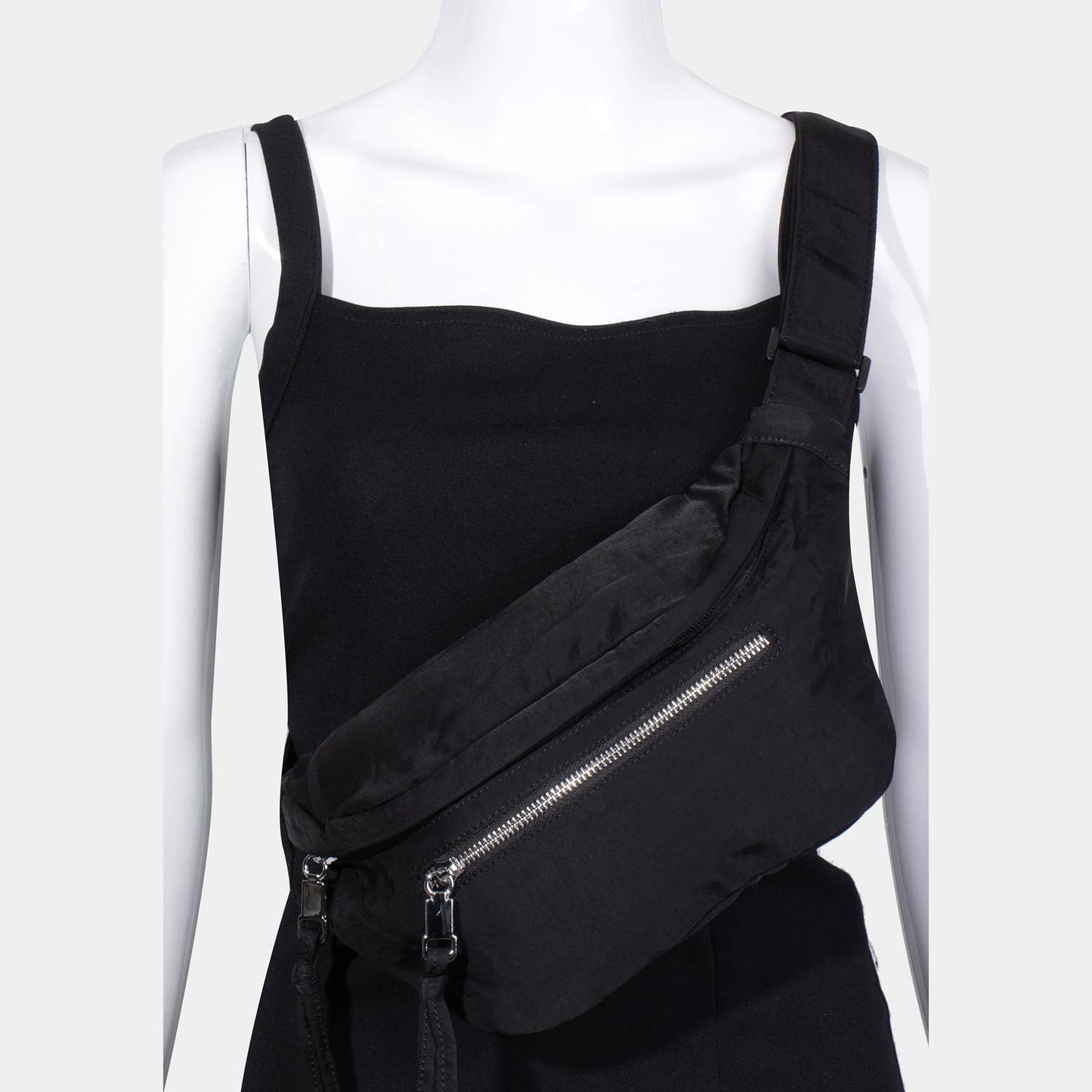 Multi Pocket Nylon Fanny Pack: BL