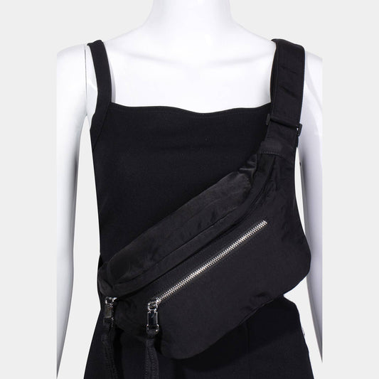 Multi Pocket Nylon Fanny Pack: BK