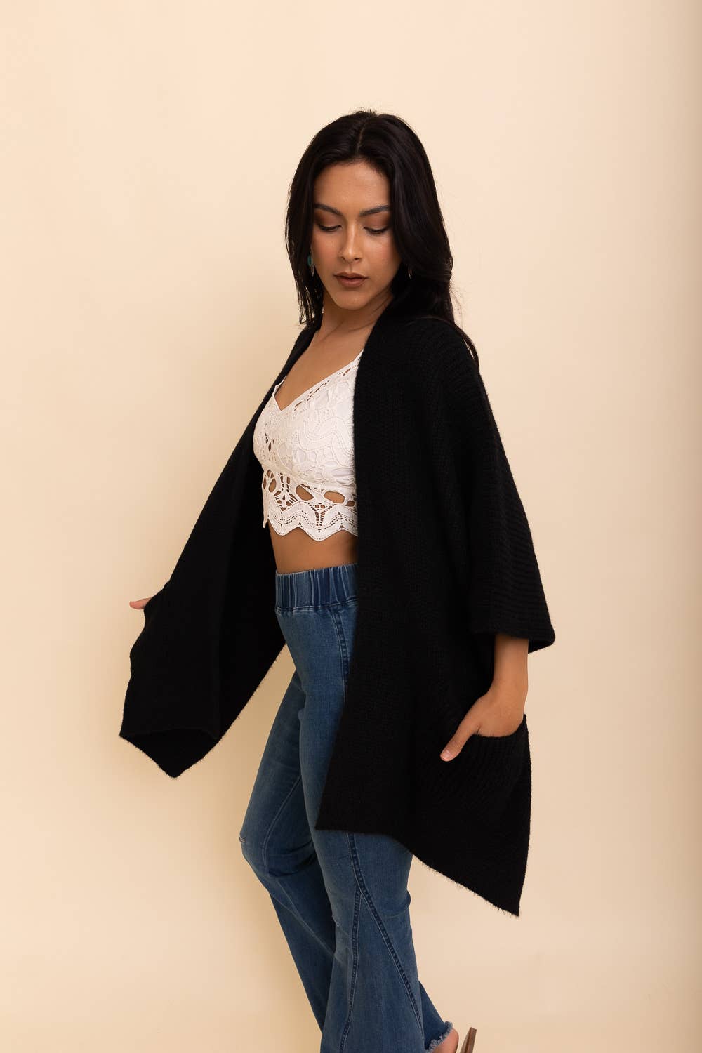 Boucle Cozy Poncho: Beige