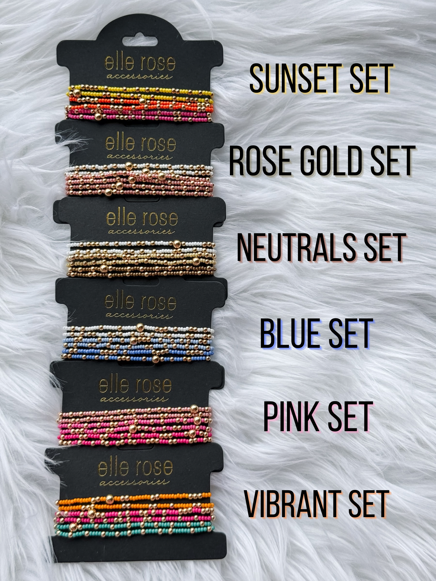 Beaded Bracelet Sets - Pink