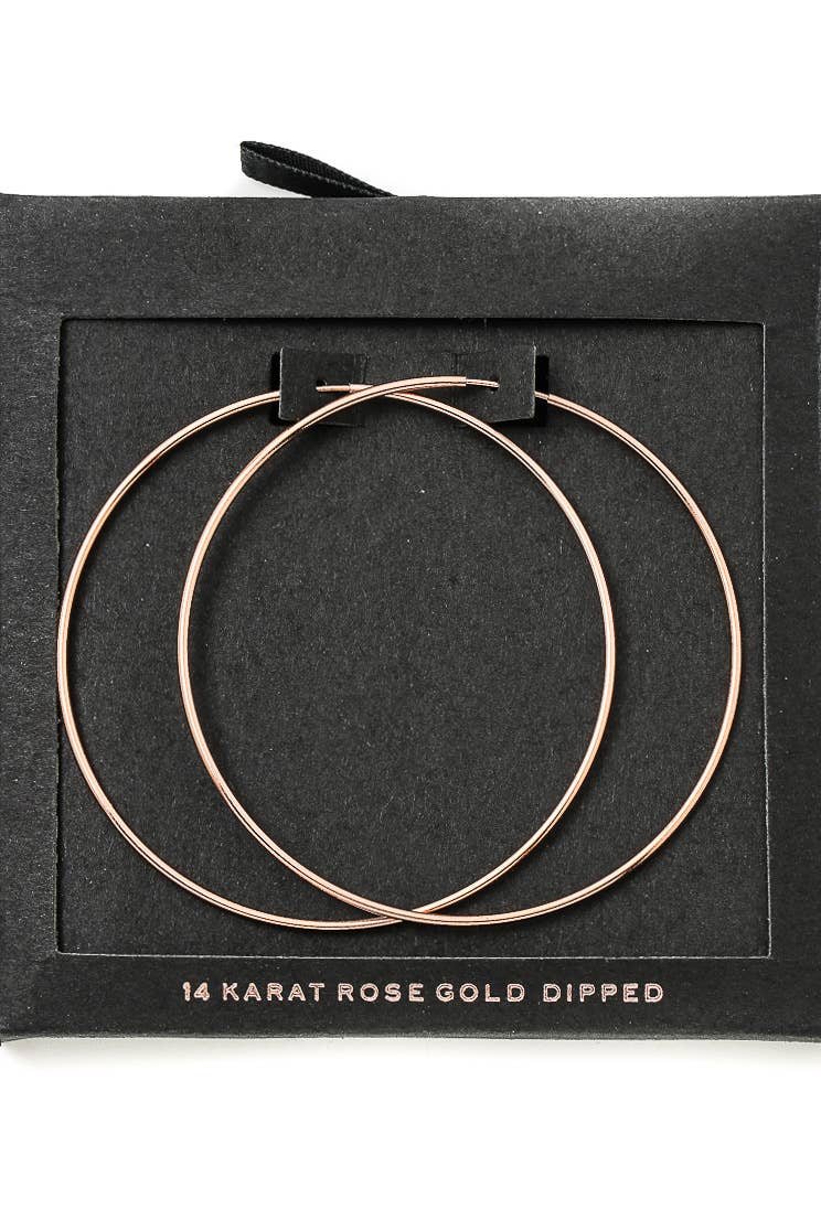 Secret Box Gold Dipped Thin 60Mm Hoop Earrings