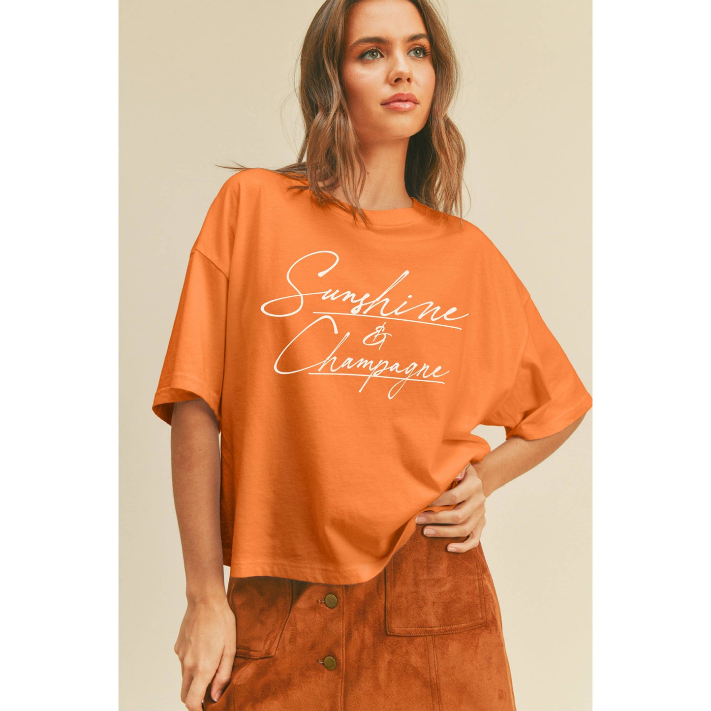 Sunshine and Champagne Graphic Tee: OCEAN BLUE / L