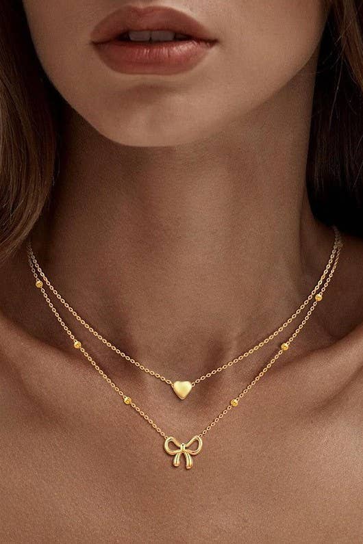 18K STAINLESS STEEL TARNISH FREE BOW NECKLACE