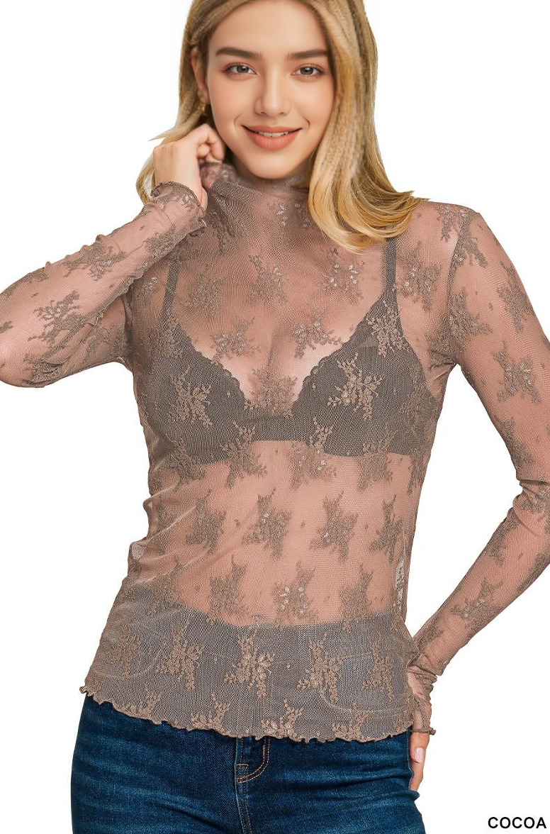 `.Lace See Through Layering Top As shown
