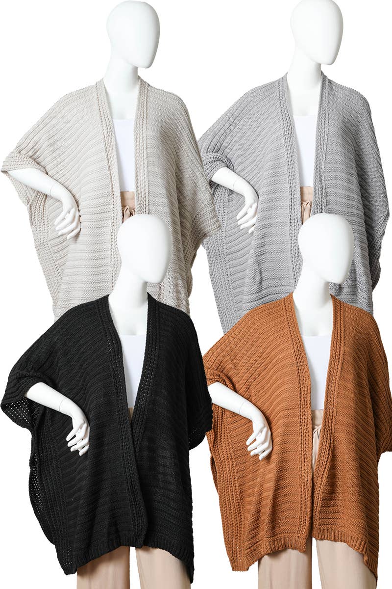 Ridged Rib Knit Ruana ❤️: Oatmeal