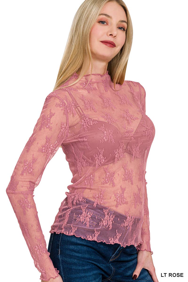 `.Lace See Through Layering Top As shown