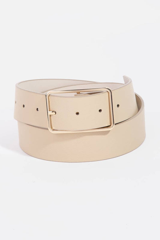 Faux Leather Rectangle Cutout Buckle Belt