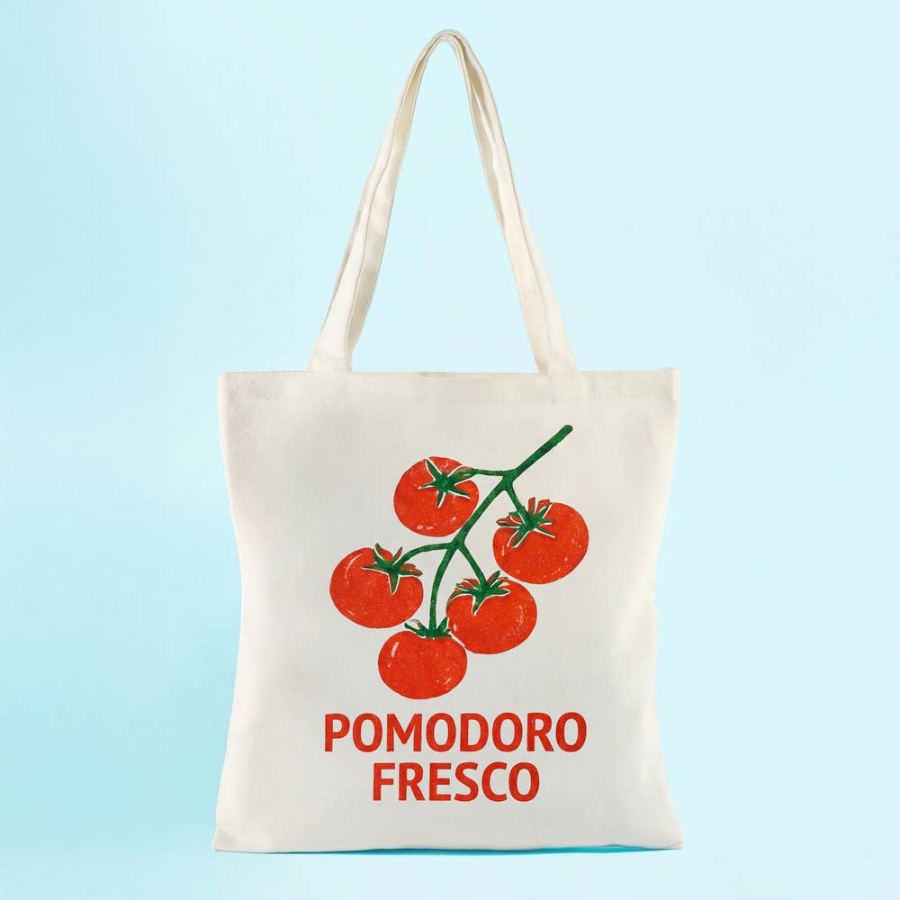 Tomato Print Canvas Graphic Tote