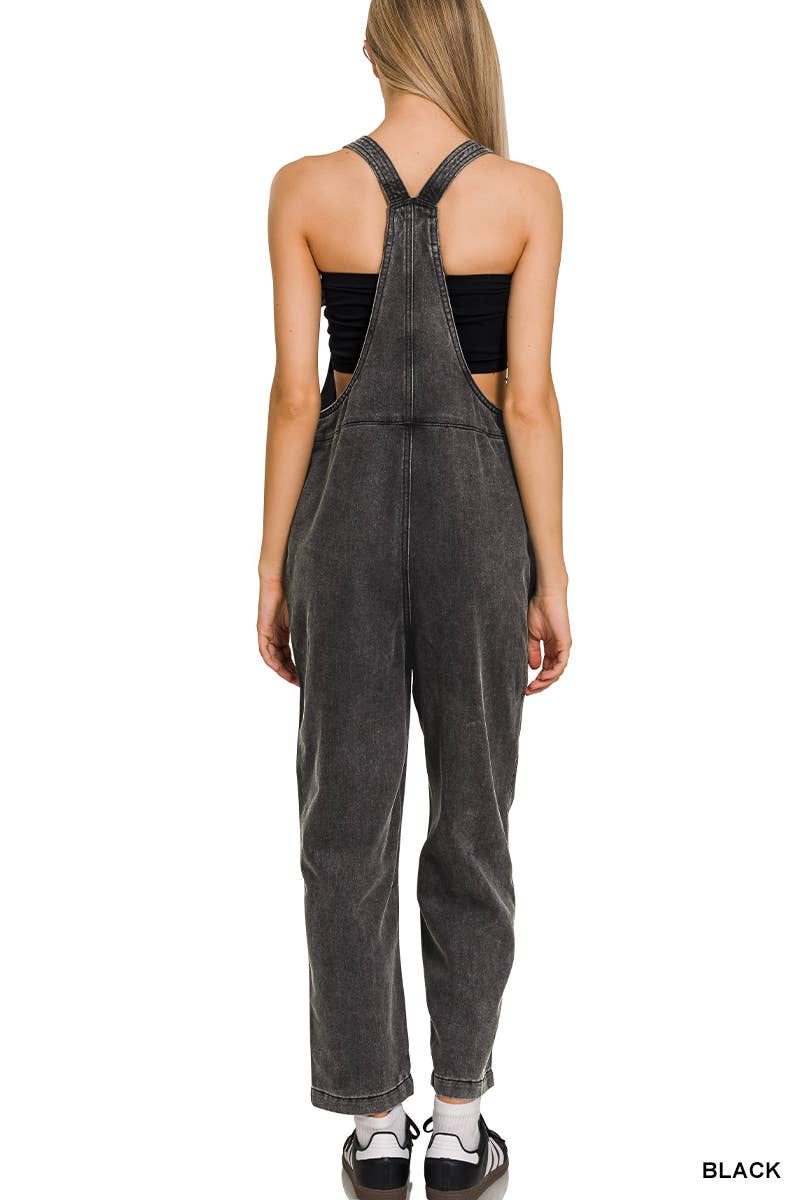 Washed Double Gauze Wide Leg Overalls