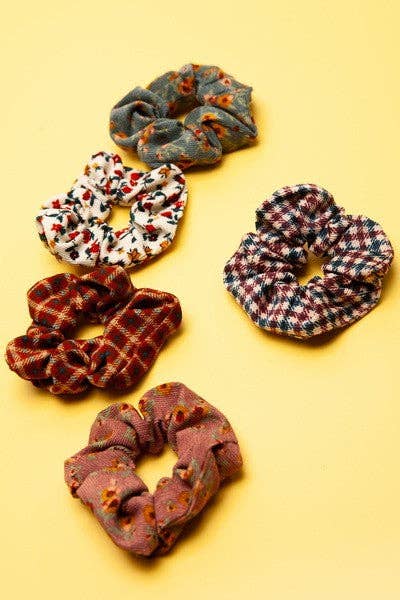 SOFTEST PATTERN FLOWER DESIGN SCRUNCHES