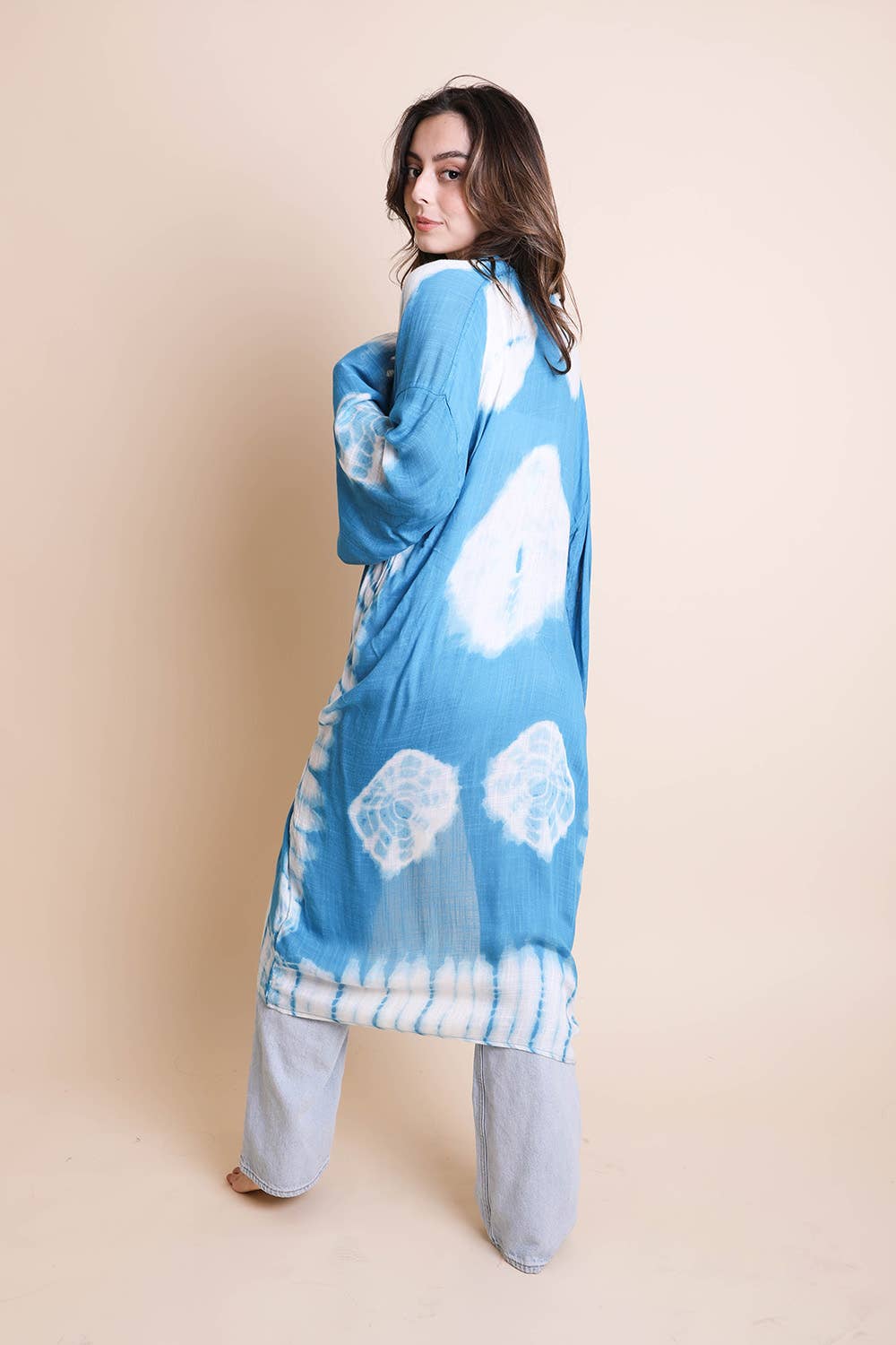 Tie-Dye Longline Kimono: Black