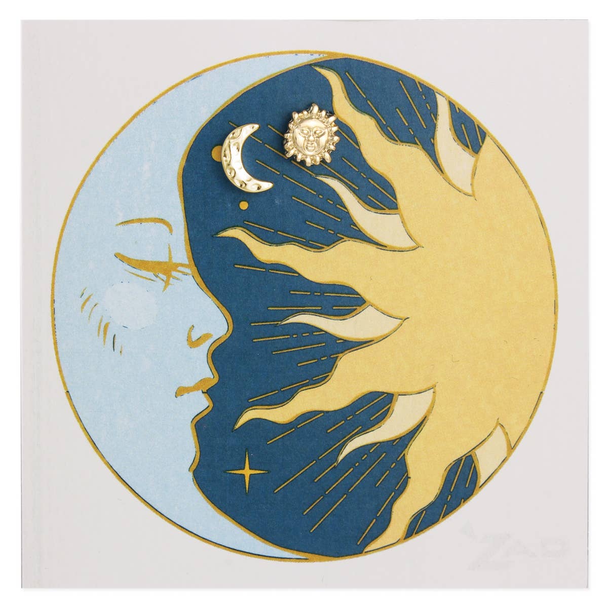 Heavenly Bodies Sun Moon Gold Post Earrings