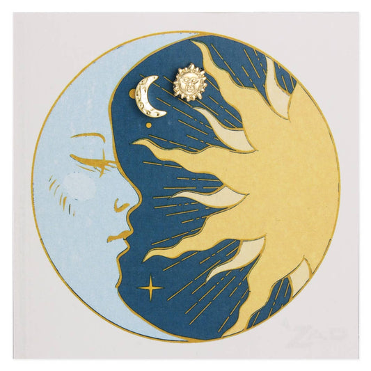 Heavenly Bodies Sun Moon Gold Post Earrings