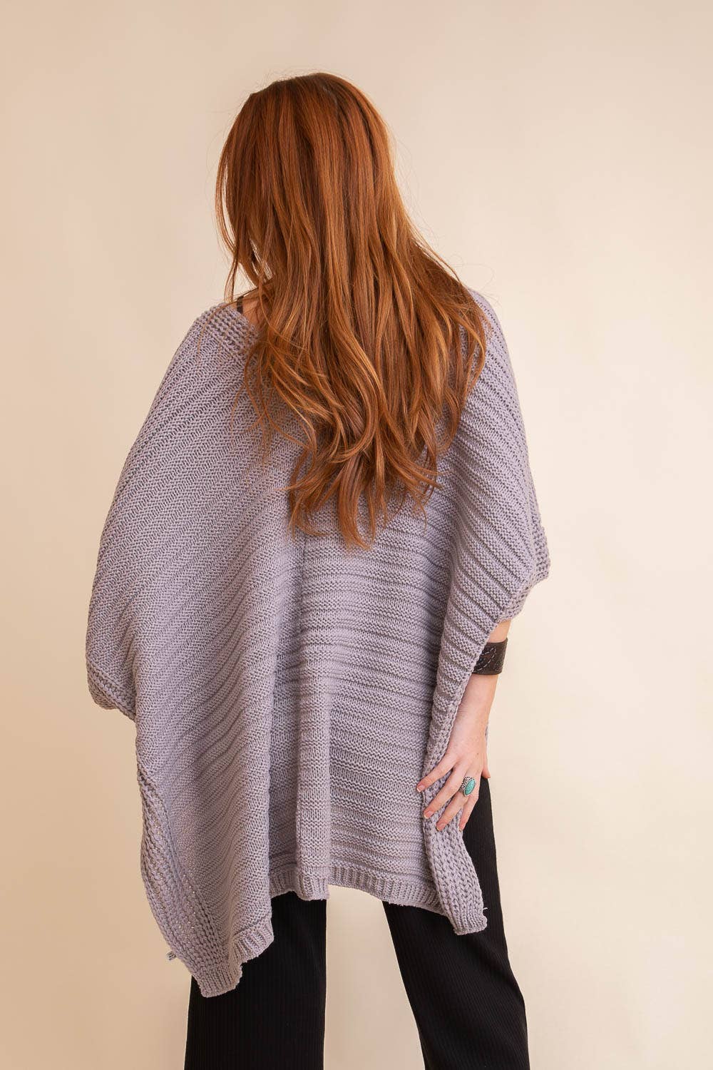 Ridged Rib Knit Ruana ❤️: Oatmeal