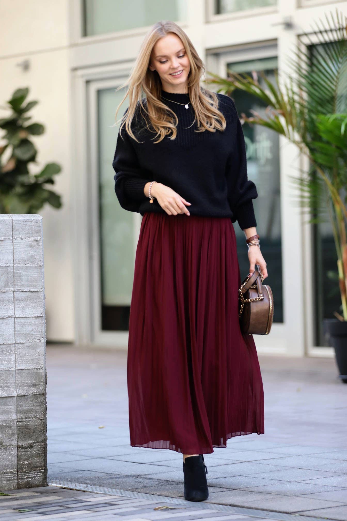 taupe chiffon maxi skirt