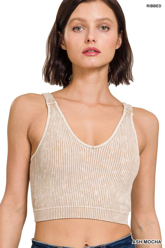Ribbed Seamless Bralette with Built-in Bra